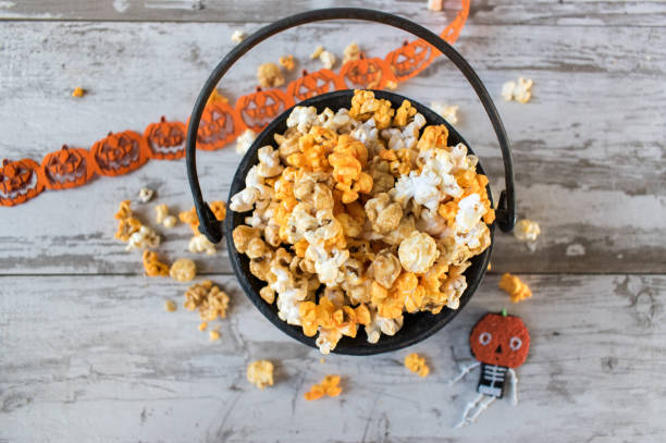 Halloween popcorn stock photo