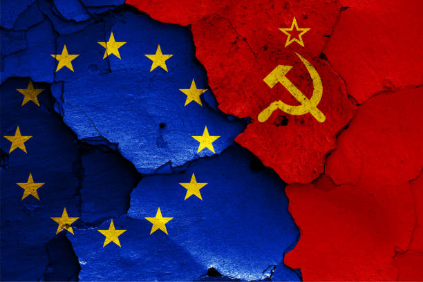 istock flags of EU and Soviet Union 1023588654