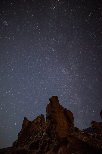 Milky Way Above Mountain Roques De Garcia Stock Photo - Download Image ...