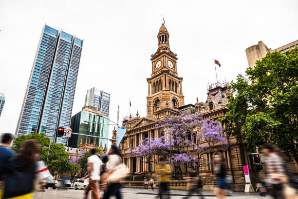 istock Sydney downtown, blurred intersection people and traffic 1023589736