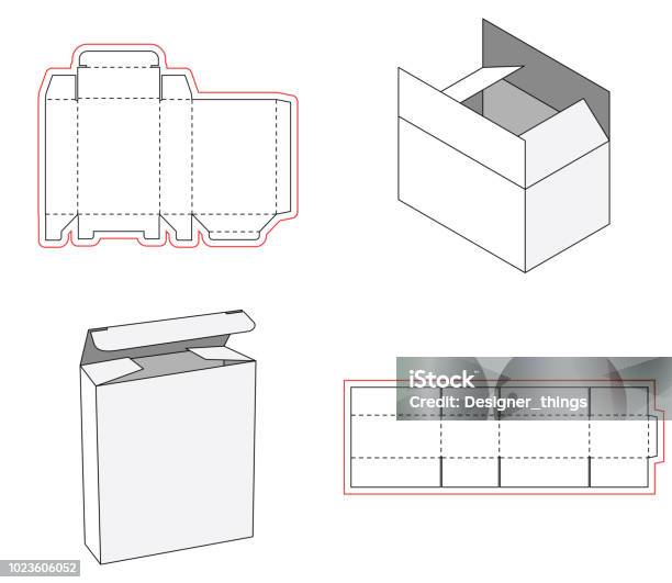 Simple Box Packaging Die Cut Out Template Design 3d Mockup Template Of A Simple Box Cut Out Of Paper Or Cardboard Box Box With Diecut Stock Illustration - Download Image Now