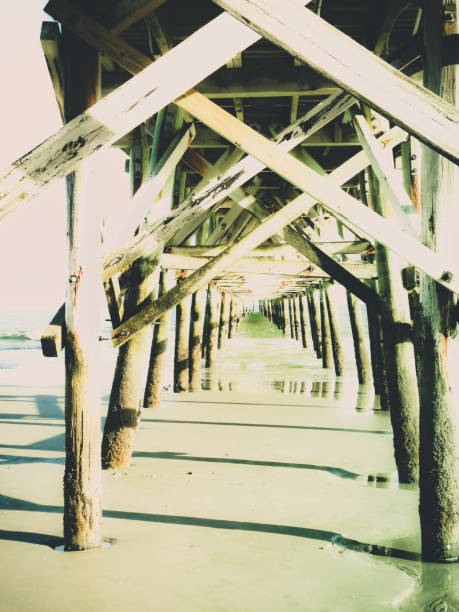 istock Underneath Saltwater Fishing Pier Architecture High Key with Special Effects 1023611536