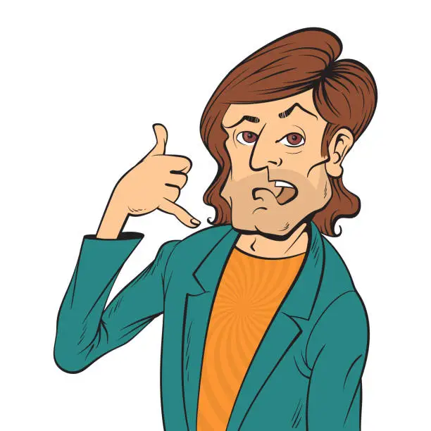 Vector illustration of gesture call me