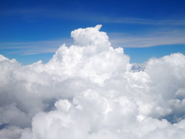 istock Beautiful unique white cloud in blue sky background. 1023611948