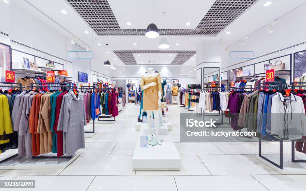 Interior Of Clothing Store Stock Photo - Download Image Now - Clothing Store, Store, Department Store
