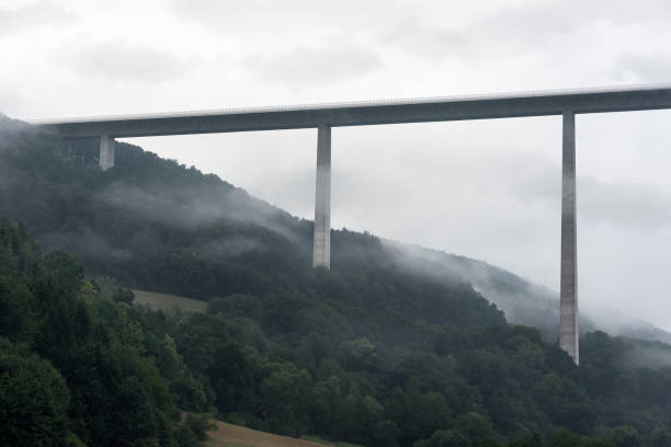 istock Tall bridge over forest and fog 1023623968