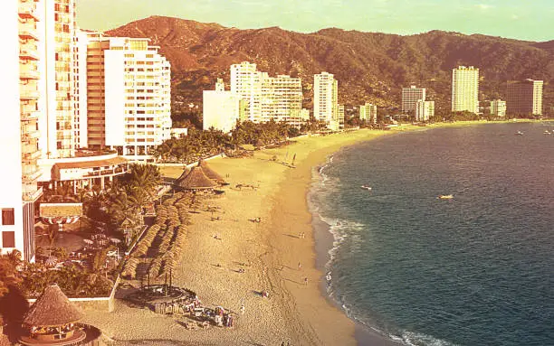 Vintage image of a beach in Acapulco