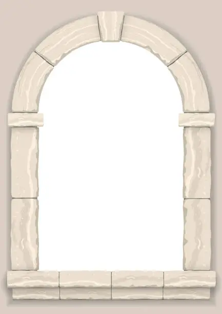 Vector illustration of Arch in the wall of beige cut stone