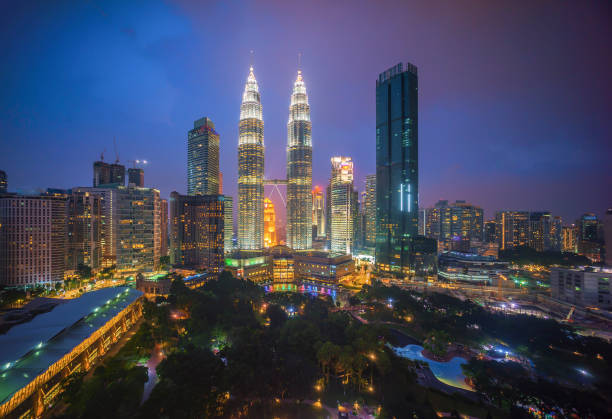 sunset at Kuala Lumpur city skyline stock photo