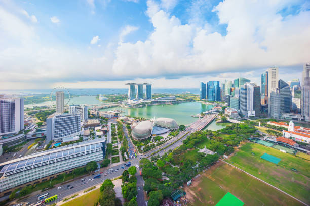 istock Cloudy sky at Marina Bay Singapore 1023627846