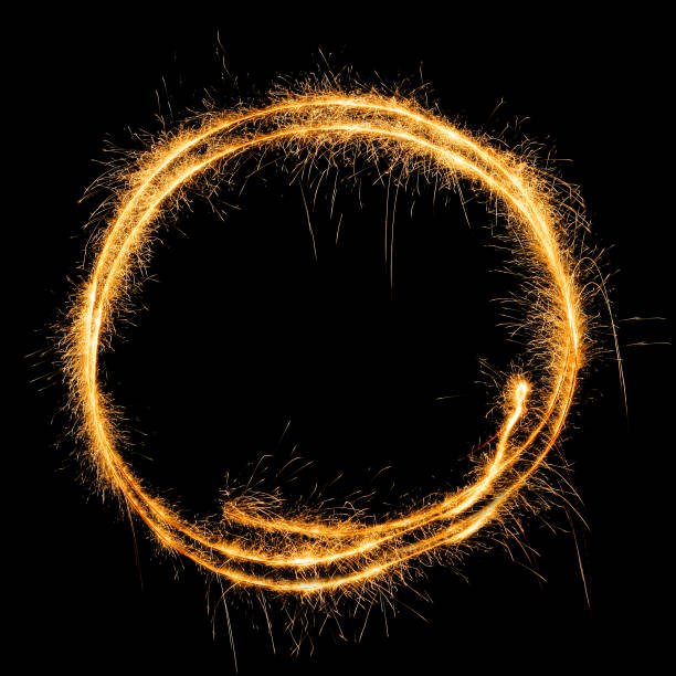 istock Round frame made of sparkler trace 1023628460
