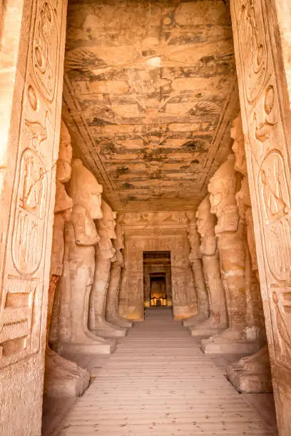 CAIRO, EGYPT - JUNE 11, 2014: Intrerior of the temple of Abu Simbel. One of the most famous destination in Egypt built by King Ramesses II