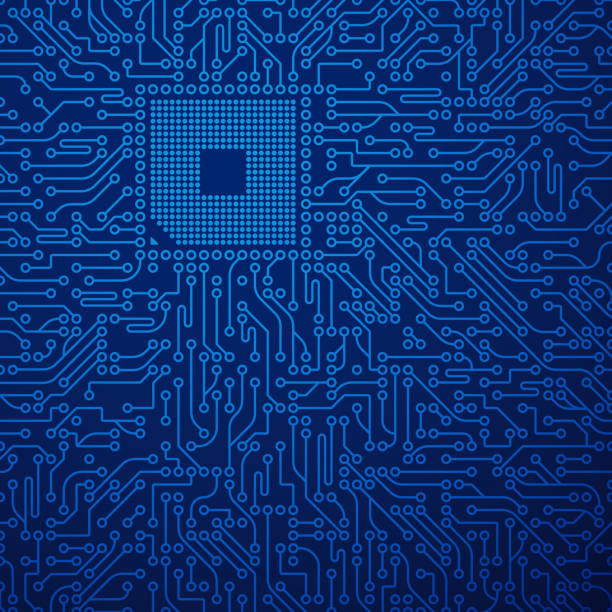 回路基板の背景 - electronics industry computer graphic blue backgrounds点のイラスト素材／クリップアート素材／マンガ素材／アイコン素材
