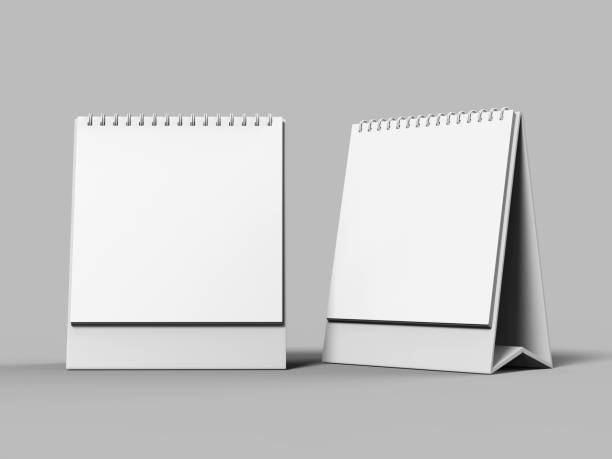 Blank desk top calendar isolated on white background for mock up and print designs. 3d render illustration.