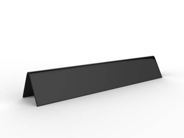 istock Blank desk name plate metal for office home interior. 3d render illustration. 1023645548
