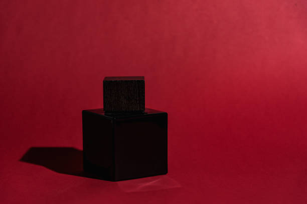 istock Black bottle of perfume on a dark background 1023645722
