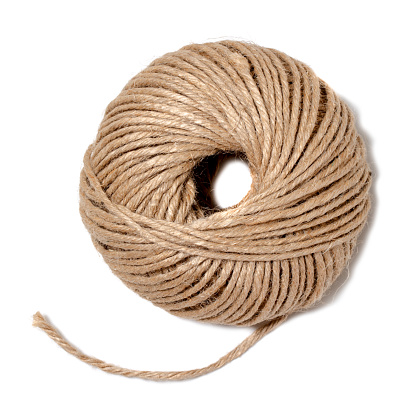 Jute twine ball isolated on white background.