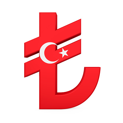 Turkish Lira Symbol isolated on white background. 3D render