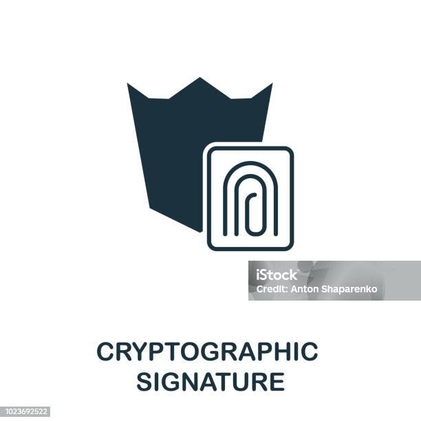 Cryptographic Signature Icon Monochrome Style Design From Crypto Currency Icon Collection Ui Pixel Perfect Simple Pictogram Cryptographic Signature Icon Web Design Apps Software Print Usage Stock Illustration - Download Image Now