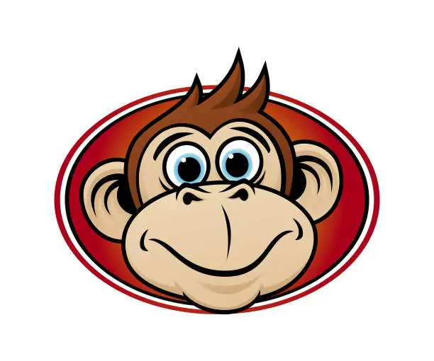 Vector illustration of Cartoon monkey mascot head vector emblem
