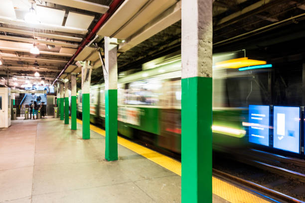 subway station in boston - train boston bus subway station imagens e fotografias de stock