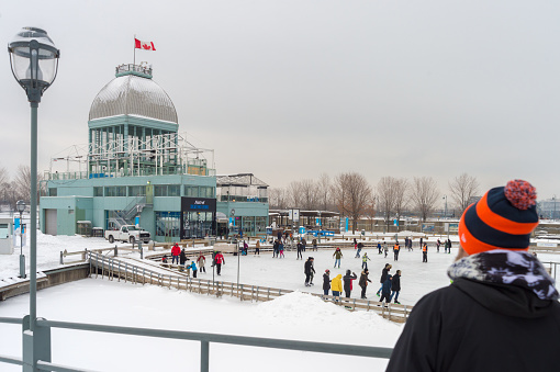 Montreal, CA - 17 December 2016: Natrel Skating Rink in Montreal Old Port.