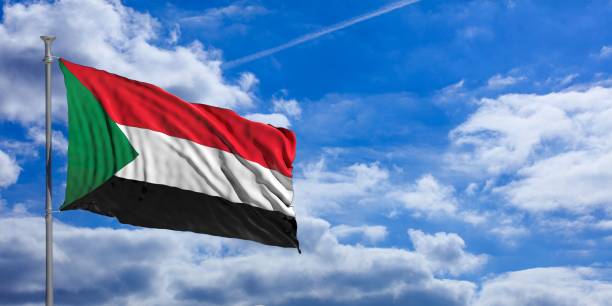 istock Sudan waving flag on blue sky. 3d illustration 1023715924