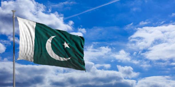 istock Pakistan waving flag on blue sky. 3d illustration 1023716020