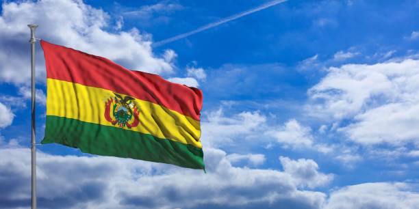 istock Bolivia flag on a blue sky background. 3d illustration 1023716480