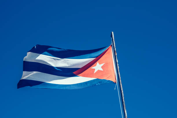 istock Cuban Flag against blue sky 1023720646