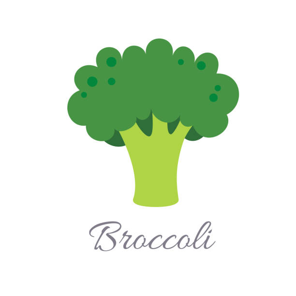 brokkoli-symbol mit titel - broccoli stock-grafiken, -clipart, -cartoons und -symbole