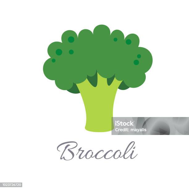 Broccoli Icon With Title Stock Illustration - Download Image Now - Broccoli, Icon Symbol, Cartoon