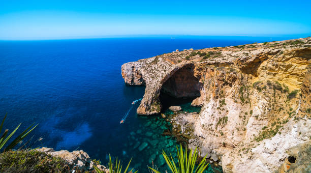 Blue Grotto Malta landmark ultra wide shot