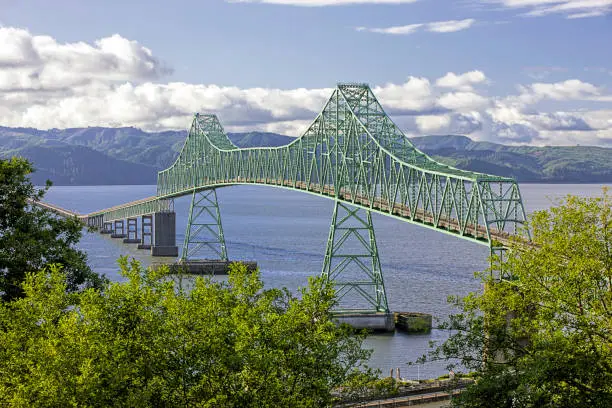 Astoria megler bridge that spans across the Columbia River in Astoria, Oregon.