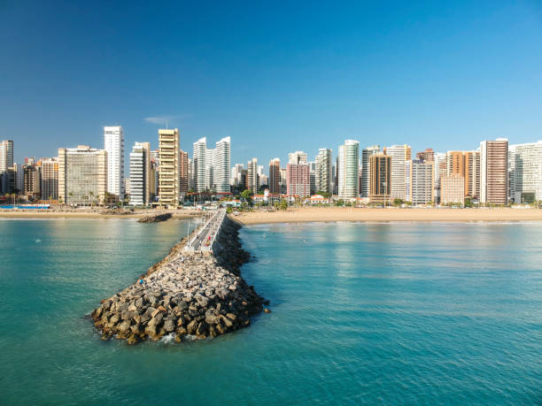 Skyline of Fortaleza city Beach, Brazil Skyline of Fortaleza city Beach, Brazil ceará state brazil stock pictures, royalty-free photos & images