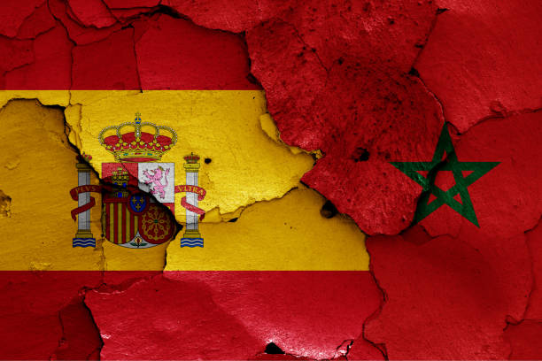 istock flags of Spain and Morocco 1023764144