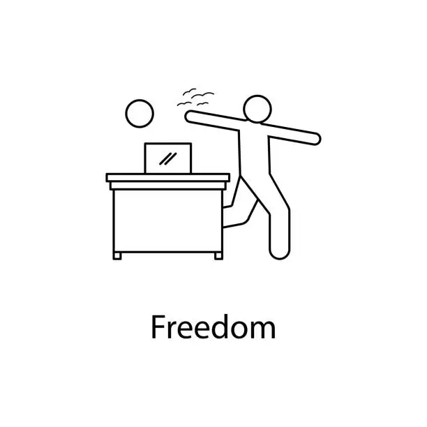 Vector illustration of worker is freedom icon. Element people at the workplace for mobile concept and web apps. Thin line icon for website design and development; app development. Premium icon