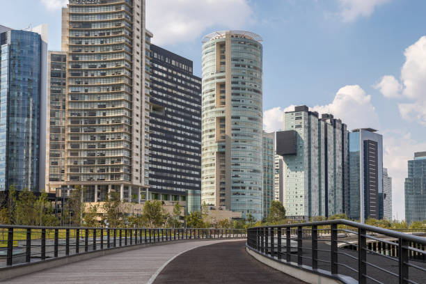 istock empty pedestrian path and bike lane inside La Mexicana park 1023795214