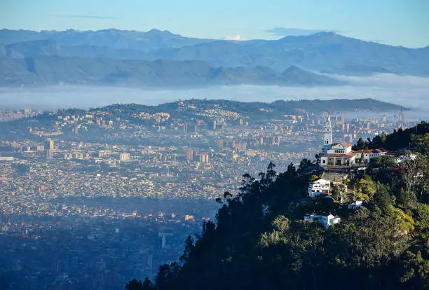 Photo of aerial view of the city of Bogota