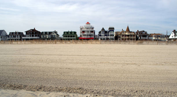 paesaggio di beach street cape may nj - contea di cape may foto e immagini stock