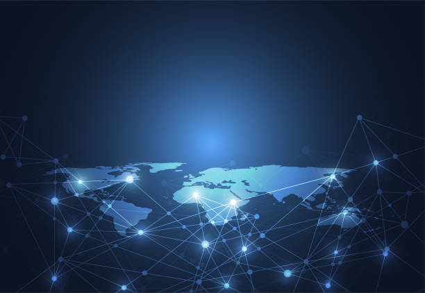 istock Global network connection. World map point and line composition concept of global business. Vector Illustration 1023826096