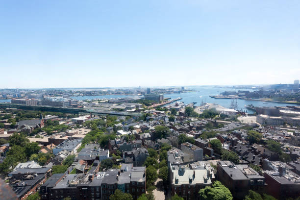 보스턴 공중 - boston aerial view charles river residential structure 뉴스 사진 이미지