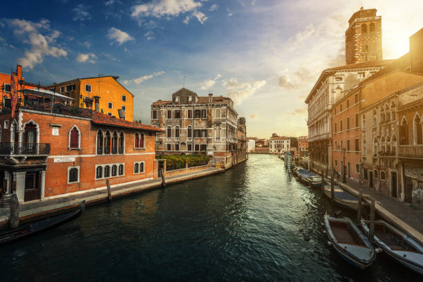 Canal at Venice at sunset