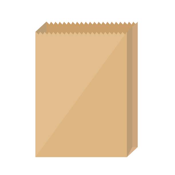 illustrazioni stock, clip art, cartoni animati e icone di tendenza di sacchetti di carta marrone su sfondo bianco - paper bag illustrations