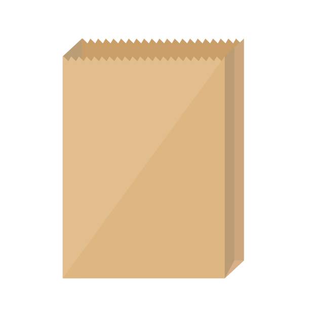 ilustrações de stock, clip art, desenhos animados e ícones de brown paper bags on white background - paper bag illustrations