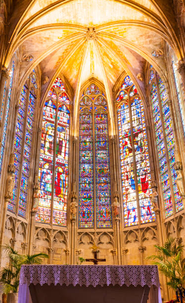 istock Stained glass window in the Catholic Cathedral 1023862796
