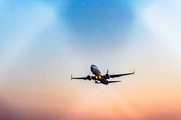 Toronto, Canada - August 22, 2018: A TRANSAT passenger plane has just taken off from Pearson International Airport.