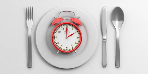 istock Lunch time concept on white background. 3d illustration 1023882796