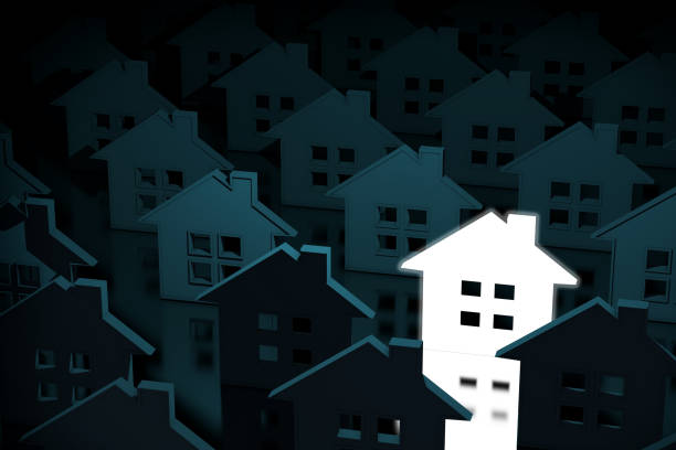 istock One Glowing Light House Icon Among Rows of House Icons. 3d Rendering 1023888628