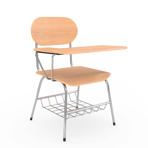 istock Wooden Lecture School or College Desk Table with Chair. 3d Rendering 1023888650